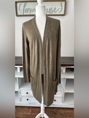 Barefoot Dreams Cozychic Lite Knit Cardigan Sweater Moss Green Women's Size M CC